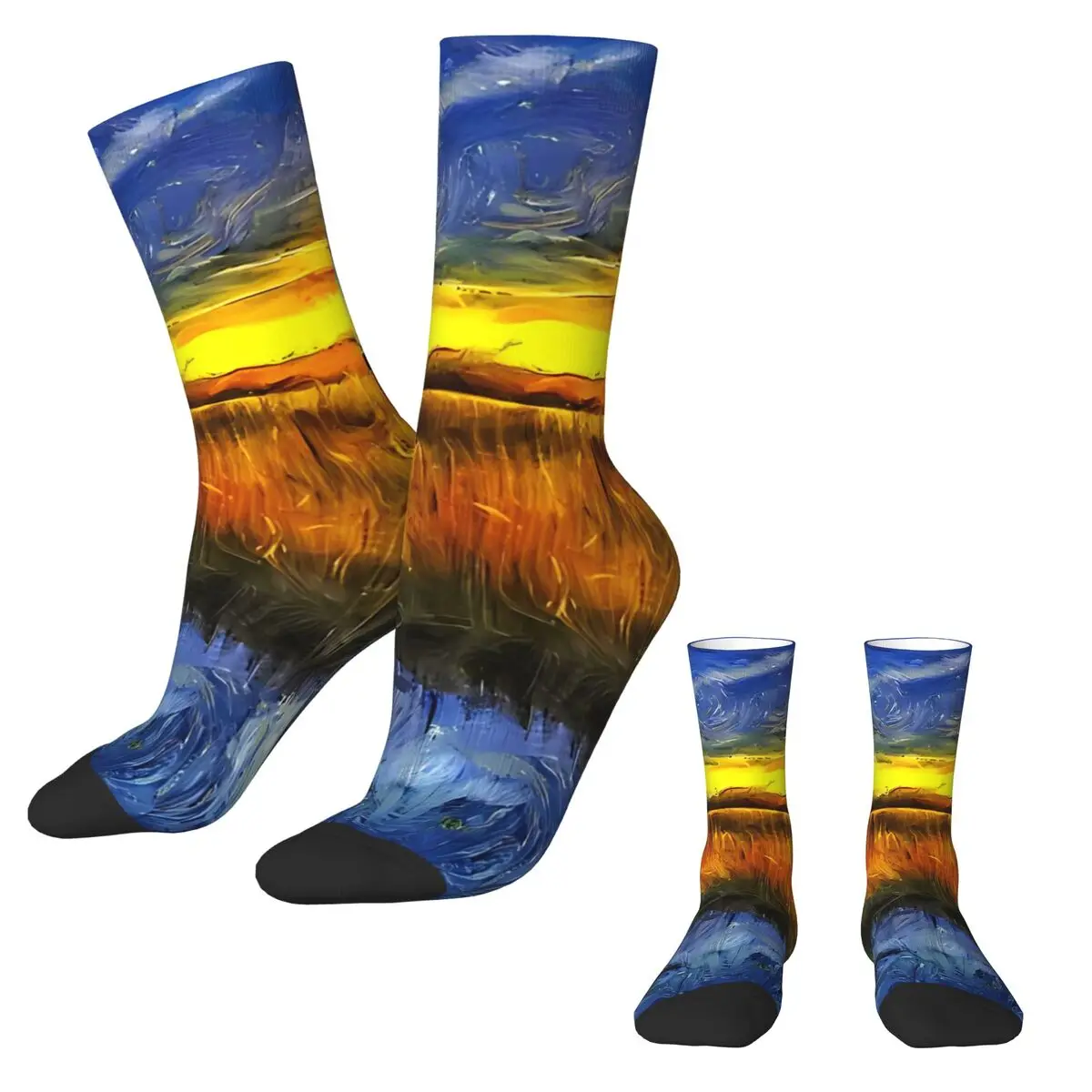 The Sunset River Van Gogh Stockings Men's Socks Breathable Trendy Socks Winter Running Anti Skid Design Socks Gift Idea