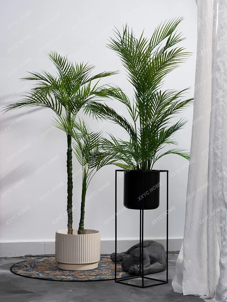 Palm Tree Plastic Fake Trees Potted Plant Indoor Living Room Floor Bionic Green Plant