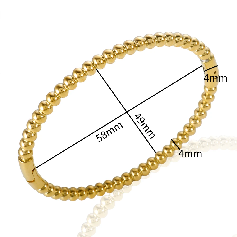 JINHUI Twist Ball Bead Bracelets Bangles Stainless Steel Fashion Gold Color Bangle for Women Girl Jewelry Party Gift Wholesale