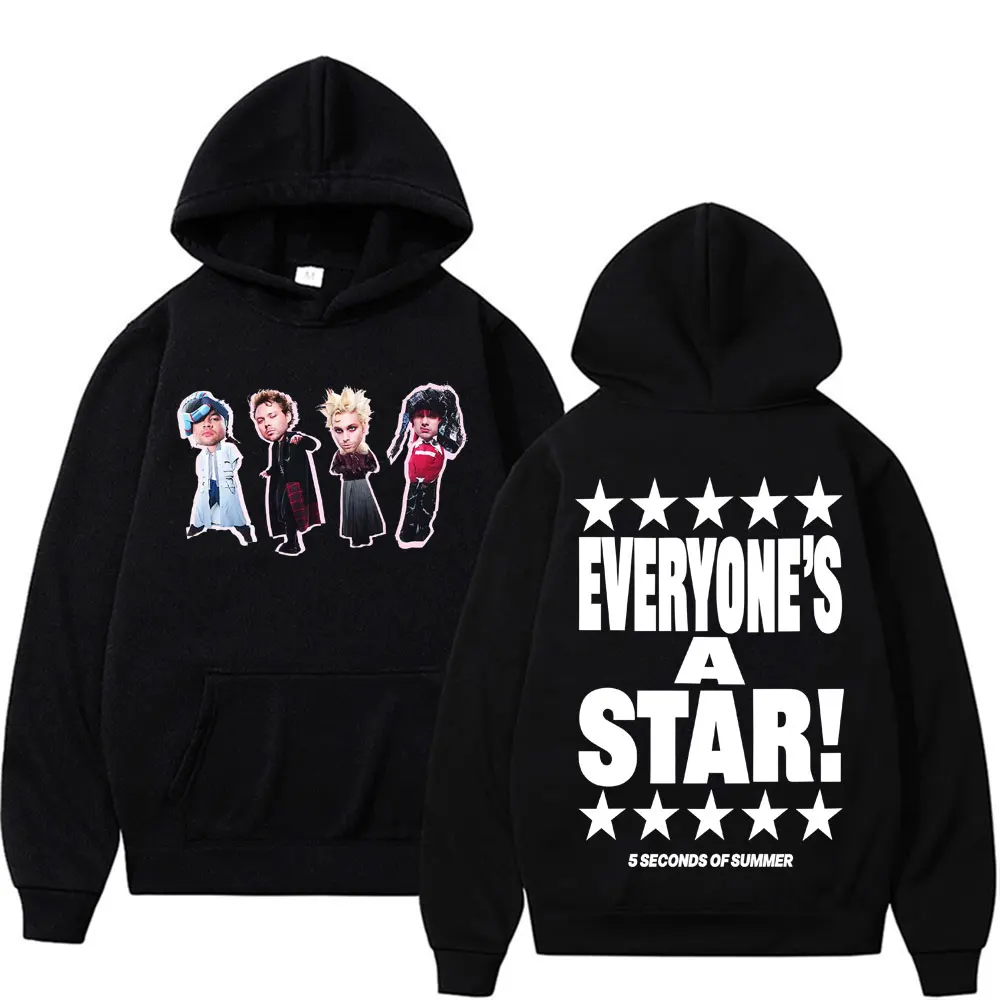 Sudadera con Capucha de la Gira Mundial de 5 Seconds of Summer Everyone's A Star, Sudadera de Moda Hip Hop para Hombre y Mujer, Sudadera Extra Grande de Alta Calidad
