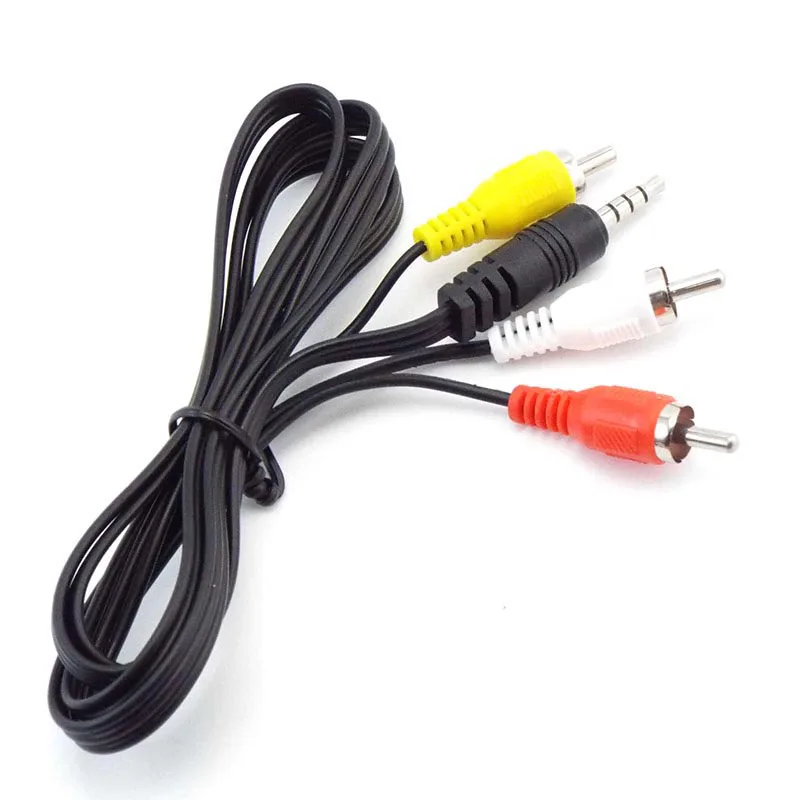 1 Meter 3.5mm Audio Male Jack Plug to 3 RCA male aux Connector Splitter Cable wire AV Adapters Video extension Cord q1