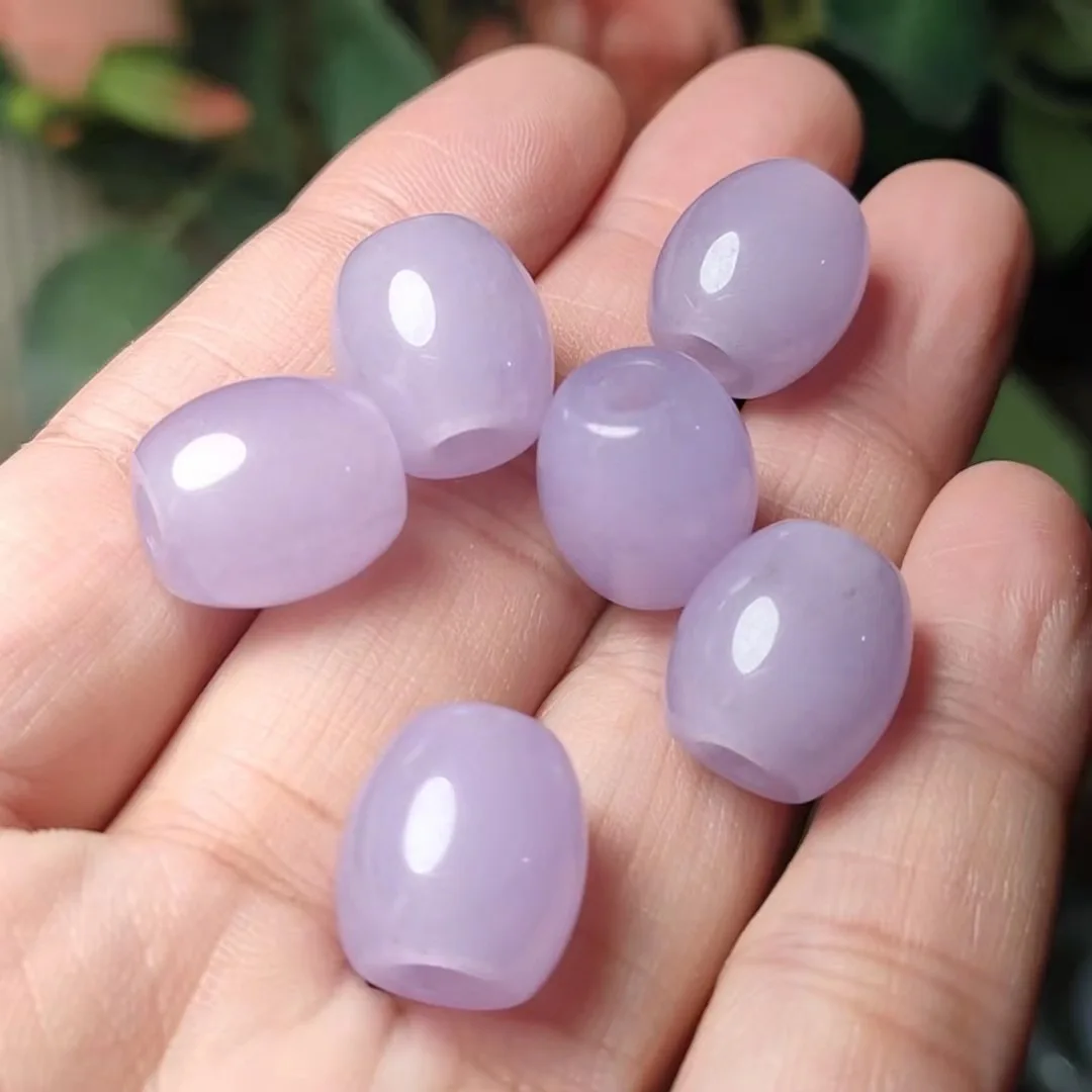 Natural Myanmar Jadeite Violet Burma Jade Elliptical Round Beads For Jewelry Making Diy Bracelet Beaded Necklace Accessories
