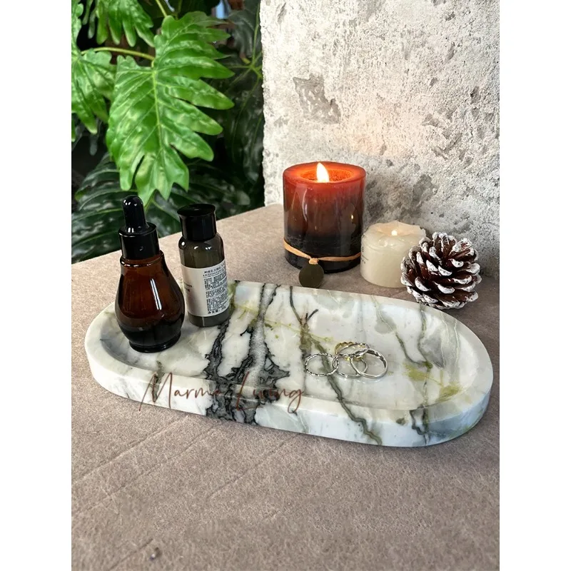 

Real Luxurious Marble Vanity Tray for Perfume Candles Jewelry Luxury Calacatta Marble Tray for Home Decor