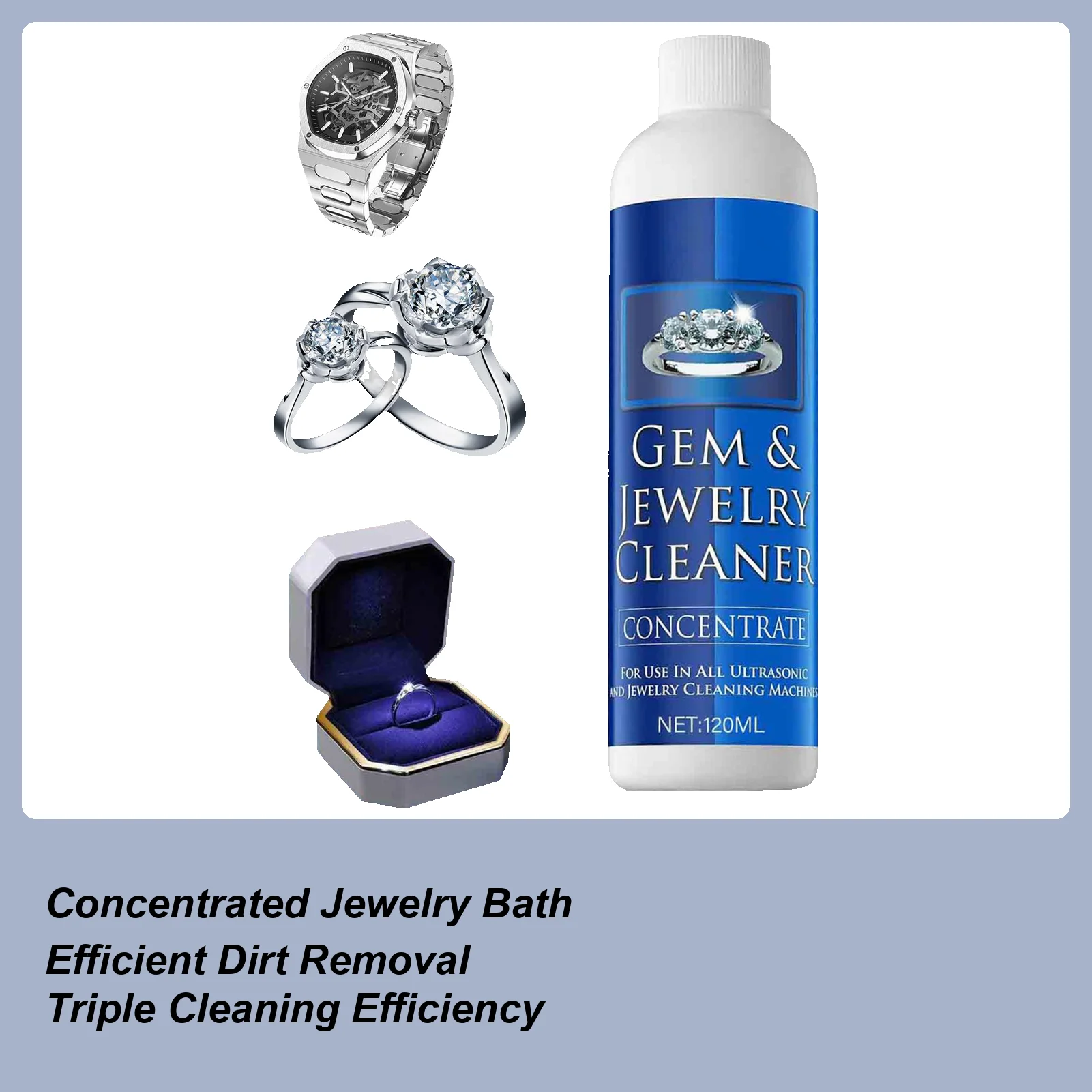 Schmuckreiniger, 120 ml, Shine Gentle Protective Polisher, Ringreiniger, Lösung zum Entfernen von Flecken für Ohrringe aus Platin, Metall, Silber