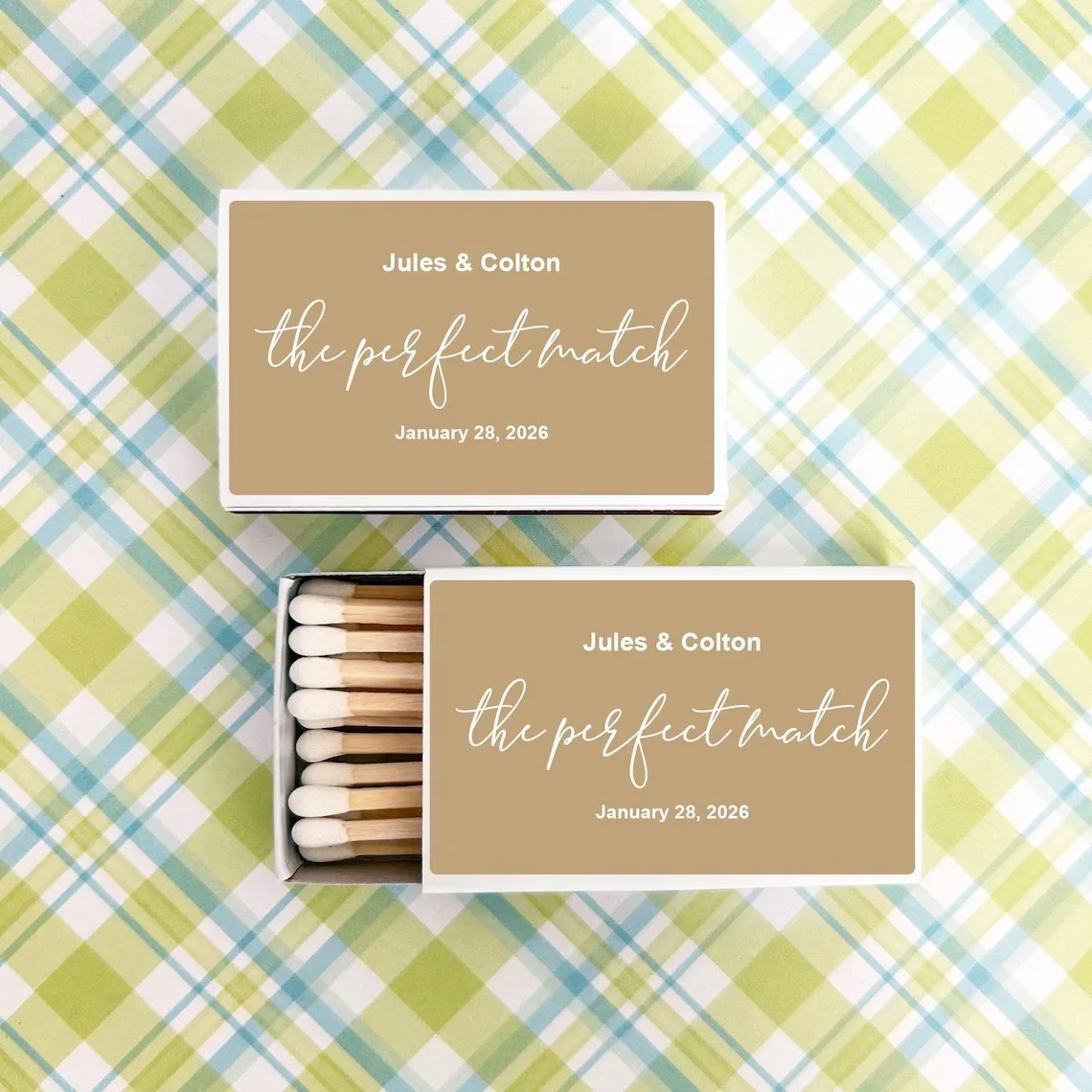 

Wedding BULK Matches Set of 50, The Perfect Match Matchbox Personalized with Stickers, MAE81218B, Wedding Matches Party Favors