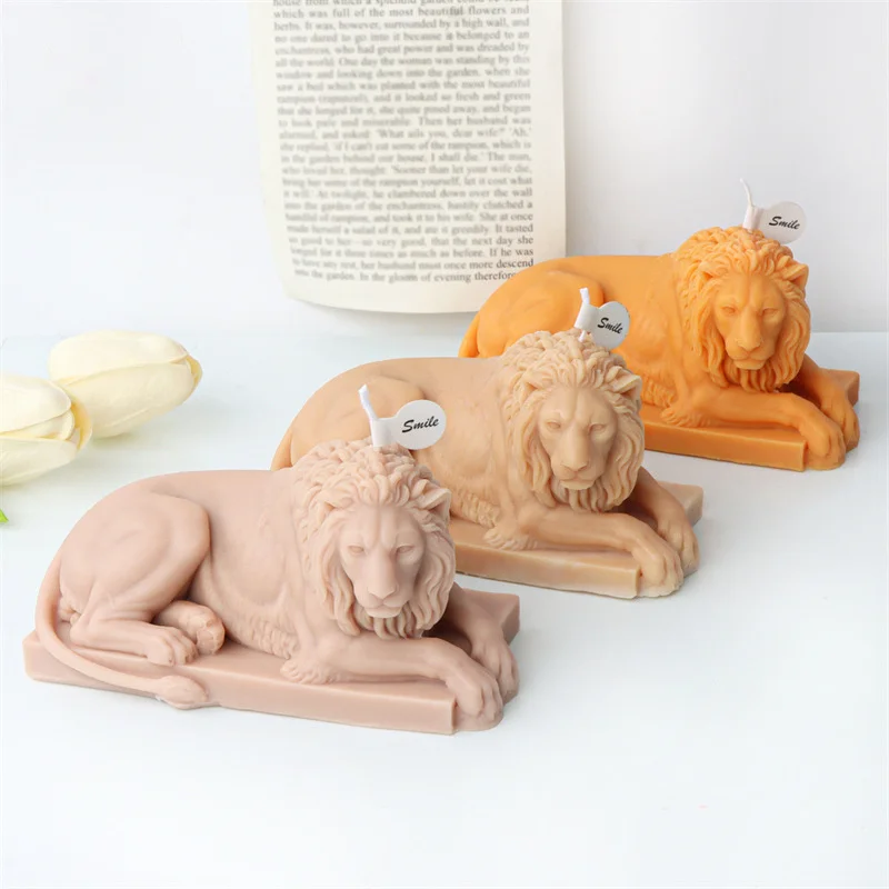 Male Lion Silicone Candle Mold Handmade Gypsum Soap Resin Making DIY Concrete Animal Statue Chocolate Ice Cube Mould Home Decor