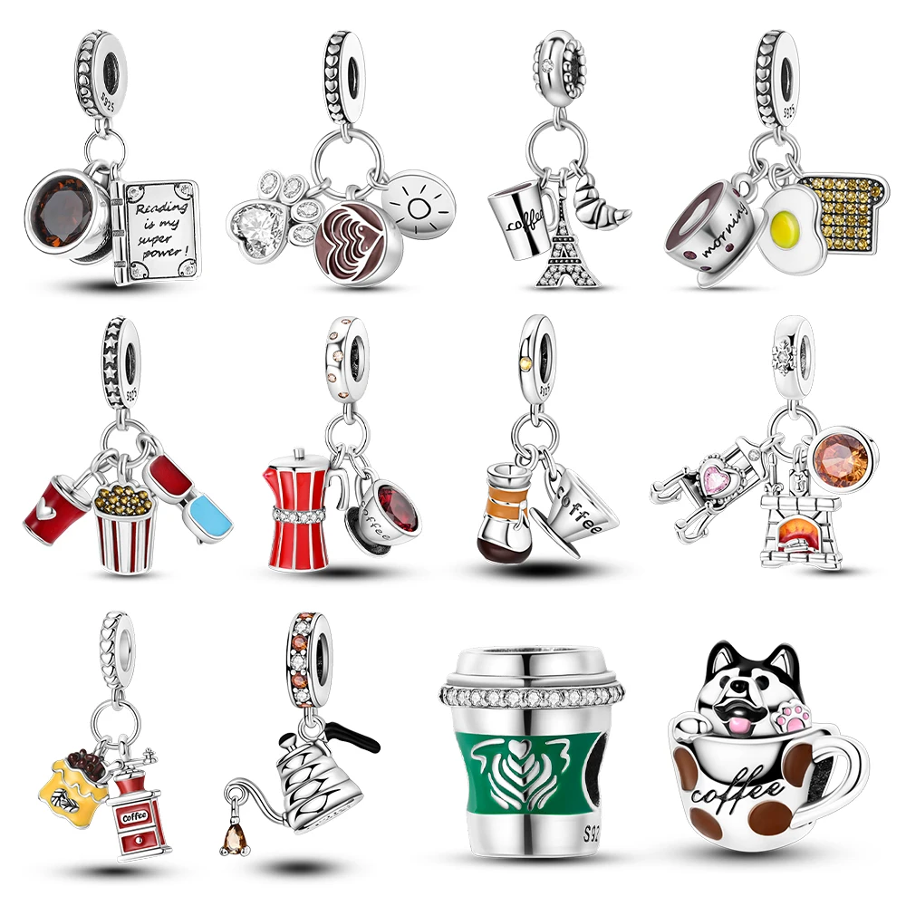 Passend für Original-Armreif, Charms, DIY, 925er Sterlingsilber, Kaffee-Mokka-Topf, Charm-Perlen, Schmuck, Geschenk für Frauen