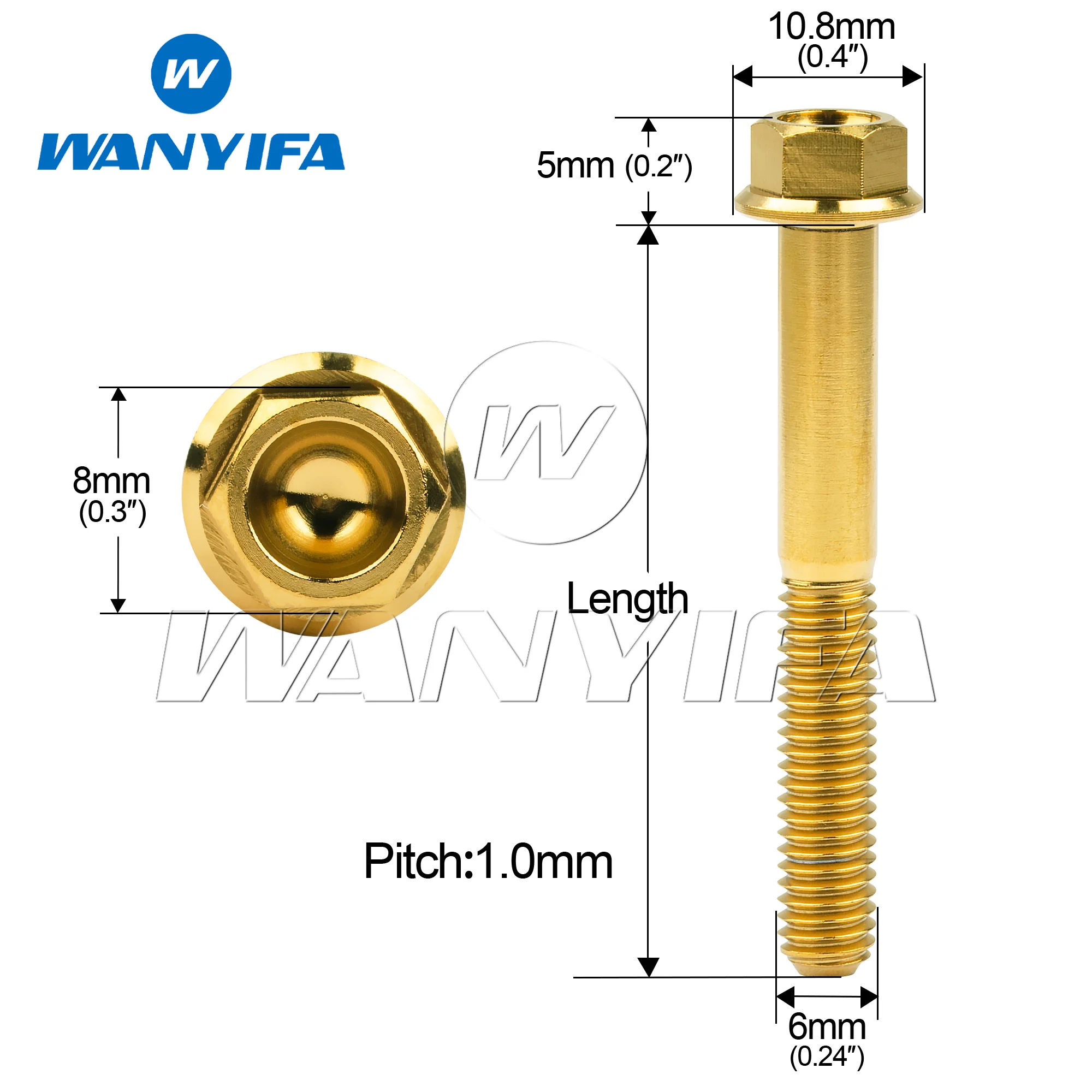 Wanyifa Titanium Bolts M5/M6x10 15 20 25 30 35 40 45 50 55 60 65 70 75 80 90 100mm Small Hex Head Flange Screw for Motorcycle