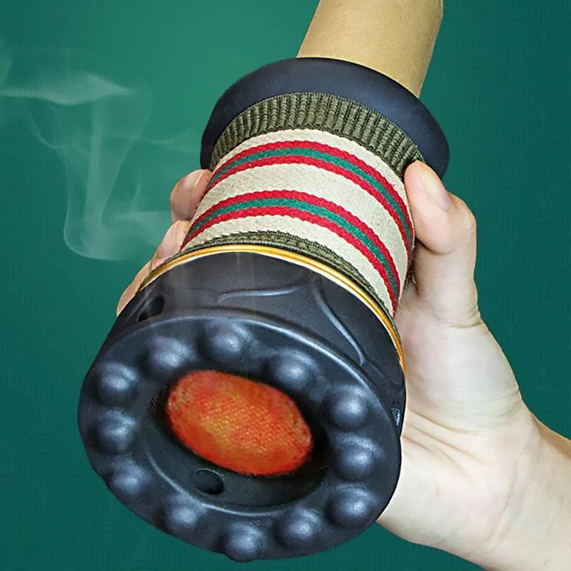 Nature Stone Moxibustion Scraping Set Ceramic Thunder Moxa Burner, 4cm Thicken Wild Wormwood Stick Warm Massage Spa Wellness
