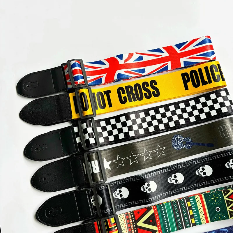 Colorful Print Guitar Strap Vintage Ethnic Style Adjustable Strap for Folk Electric Guitar Bass Ukulele Guitar Accessories