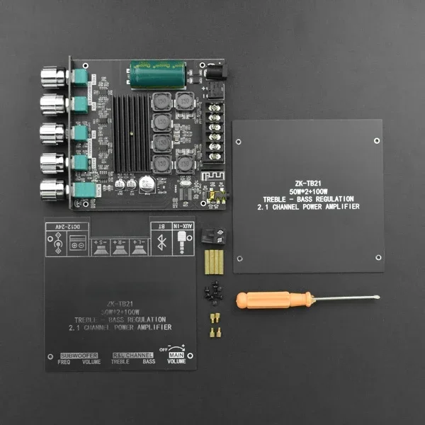 High and low bass adjustment digital bluetooth amplifier board (50W*2+100W)