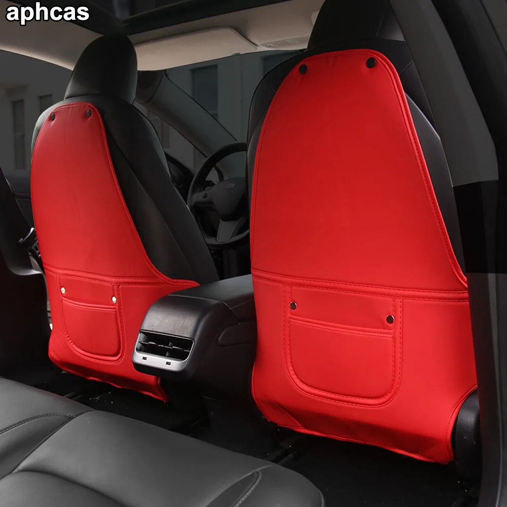 Car Seatback Protector for Tesla Model Y Model 3 2017-2023 Highland 2024 Seat Pad Leather Back Anti Kick Protectors Cover Mats