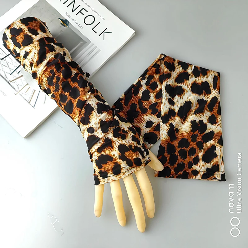 Mulheres Leopardo Fingerless Mesh Luvas, Mitten, Mitten, Sedosa, Suave, Renda, Manga de sol, Sexy, Casamento, Noiva, Festa, Dança, Ciclismo, Verão