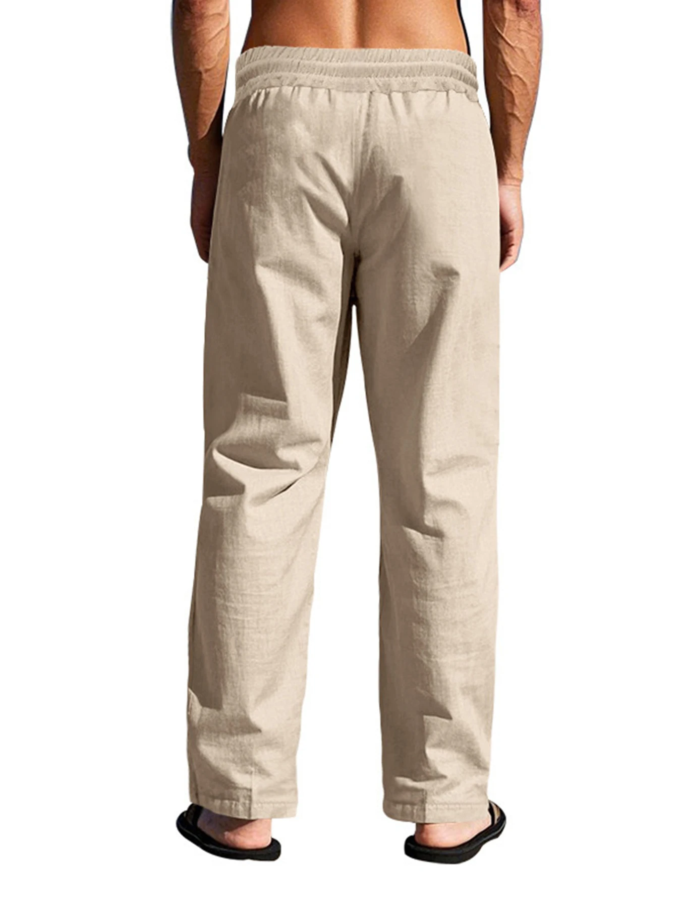 Herren-Freizeithose 2025, Frühjahr/Sommer, neuer Mann, große Größe, weiß, gerade Hose, solide Strandhose, schwarz, Fitnesshose, S-XXXL – Detail 10