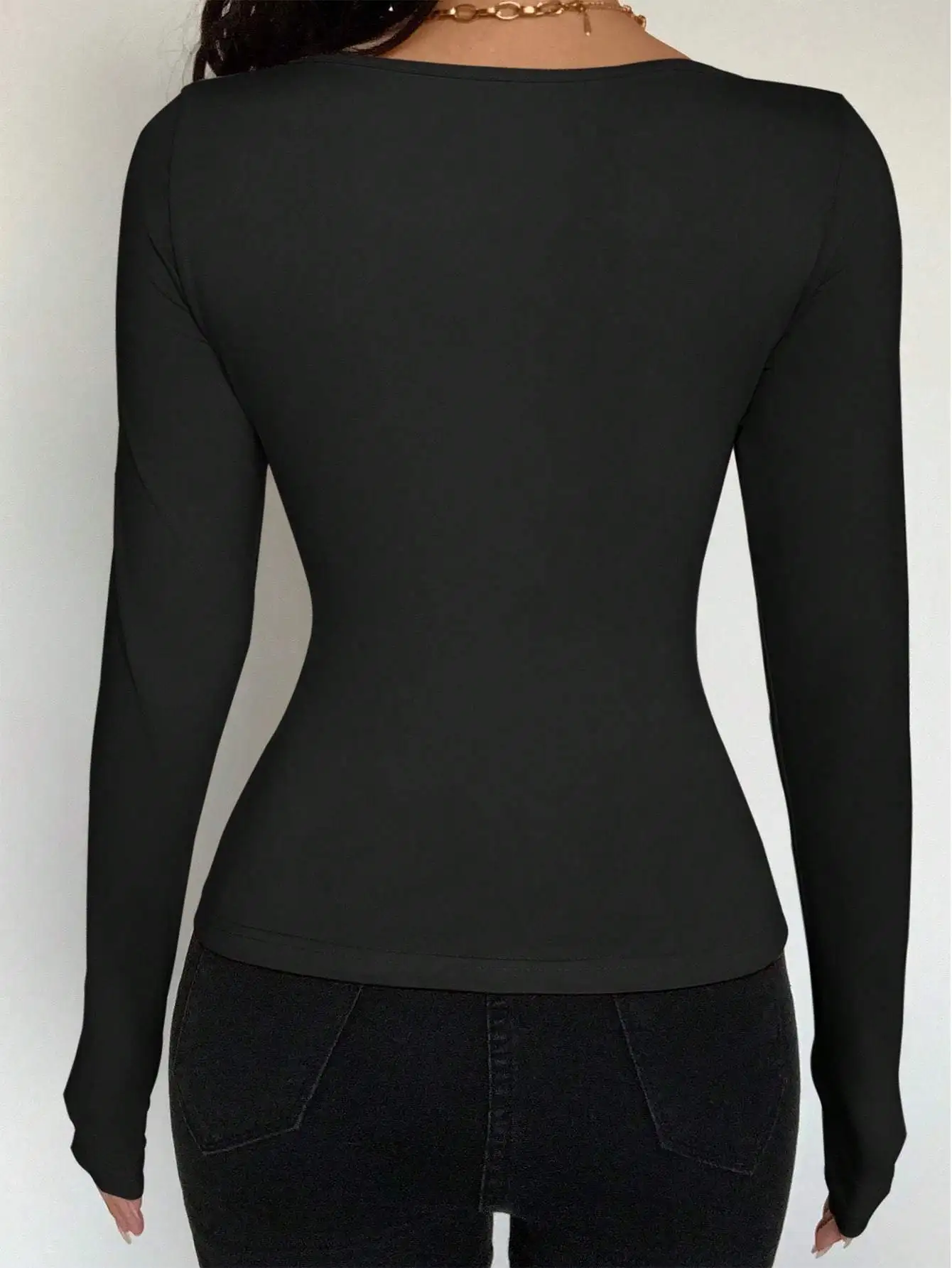 Heiße Mode, für alle Jahreszeiten, vielseitige, trendige Damen-Strickjacke mit langen Ärmeln und schlichten Knopfdetails. – Detail 12