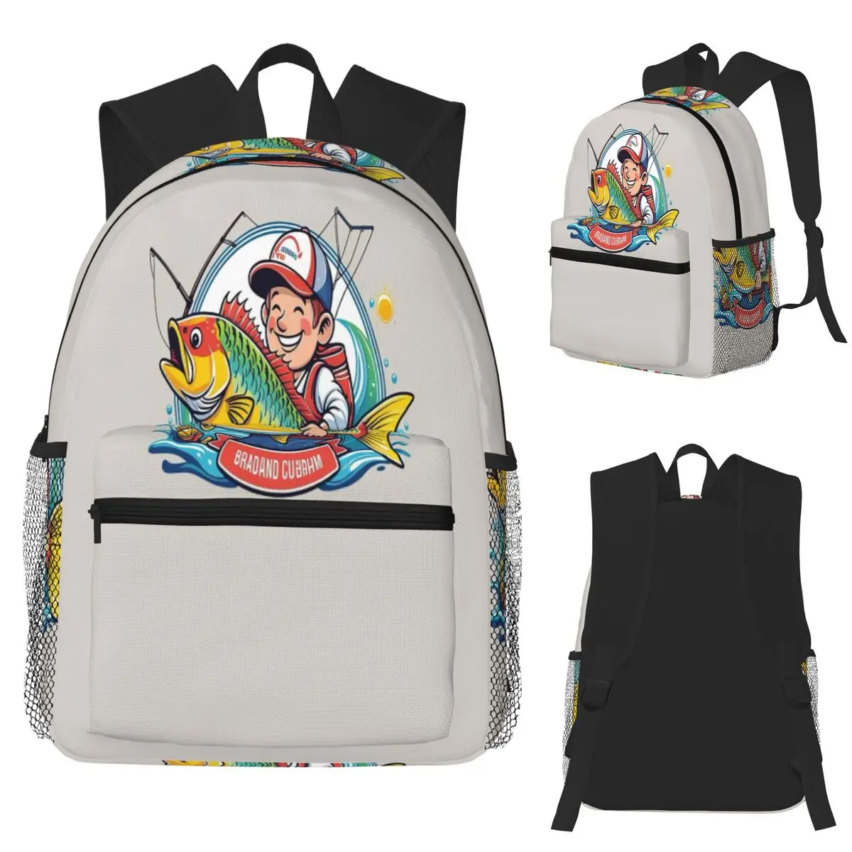 

Fishing - Sedative Student Backpack School Bag Hiking Travel Daypack for Boys Girls Fashion Bookbag Shoulder Bags