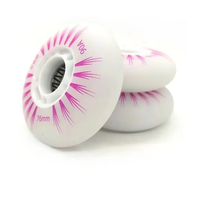 Light PU Leather Rubber Inline Skate Wheels 76mm/80mm ABEC-9 Bearings 90A Luminescence 4-Pack (Colorful 80mm) Indoor/Outdoor Use