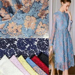 Lace Fabric By 1.5 Meters for Dresses Clothes Diy Sewing Strand Hollow-out Soft Drape Flower Cloth Summer Black Red Textile Mesh