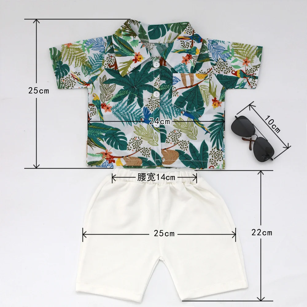 Print Hawaiian Newborn Shirt Baby Button Photography Props Beach Short Sleeve Photo Outfit For Studio Shoot Props Accessories