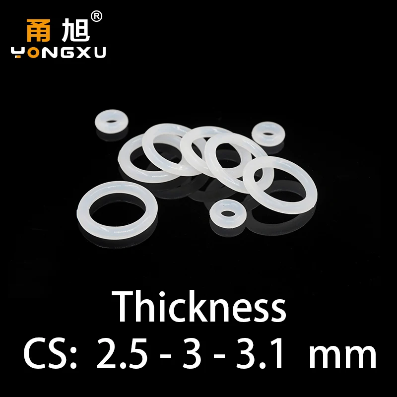 O-ring thickness 2.5/3/3.1mm CS silicone VMQ sealing high temperature resistant gasket rubber ring complete in specifications