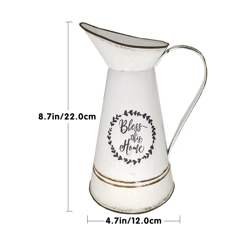 1Pcs Embossed Letter Flowerpot Corrosion Resistant Galvanized Sheet Living Room Bedroom Decoration Floral Arrangement Vase