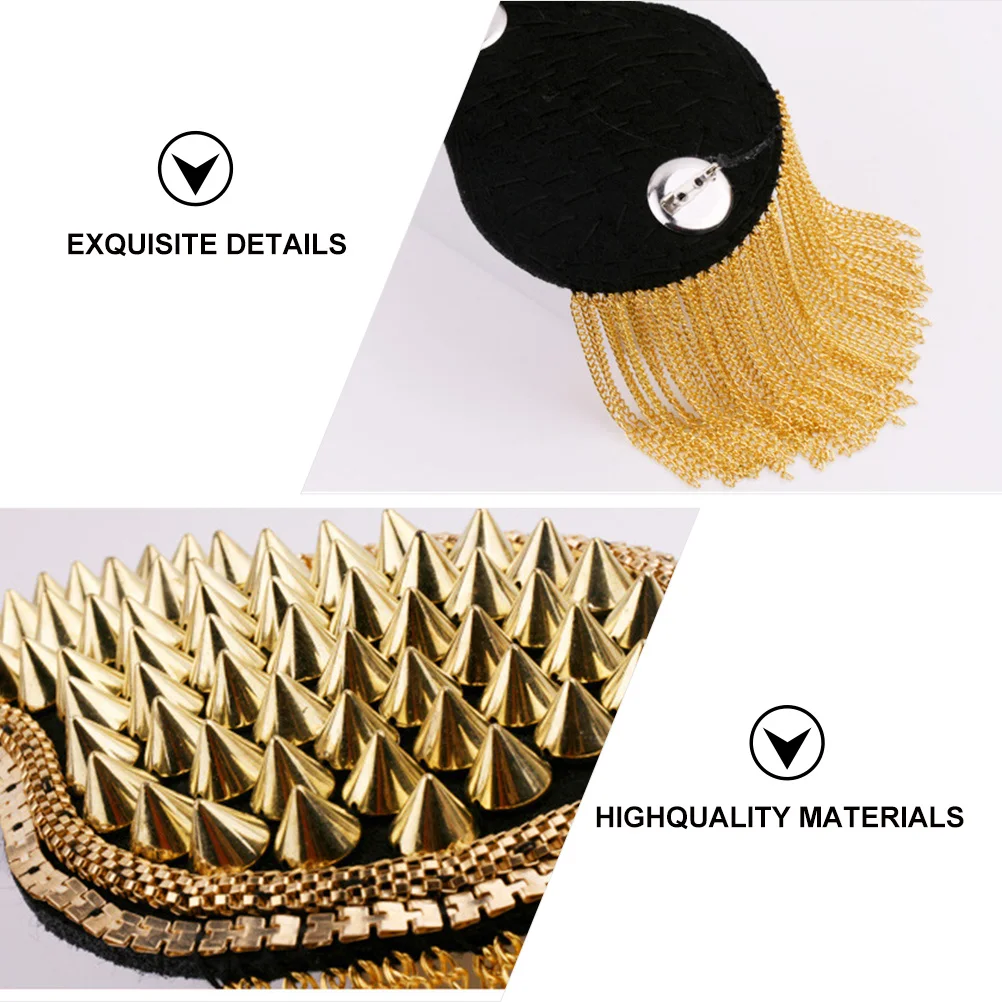 

1 Pair Fringed Shoulder Epaulet Rivet Decor Suit Costume Accessory Lightweight Durable Fashion Badge Handicraft Sewing Supplies