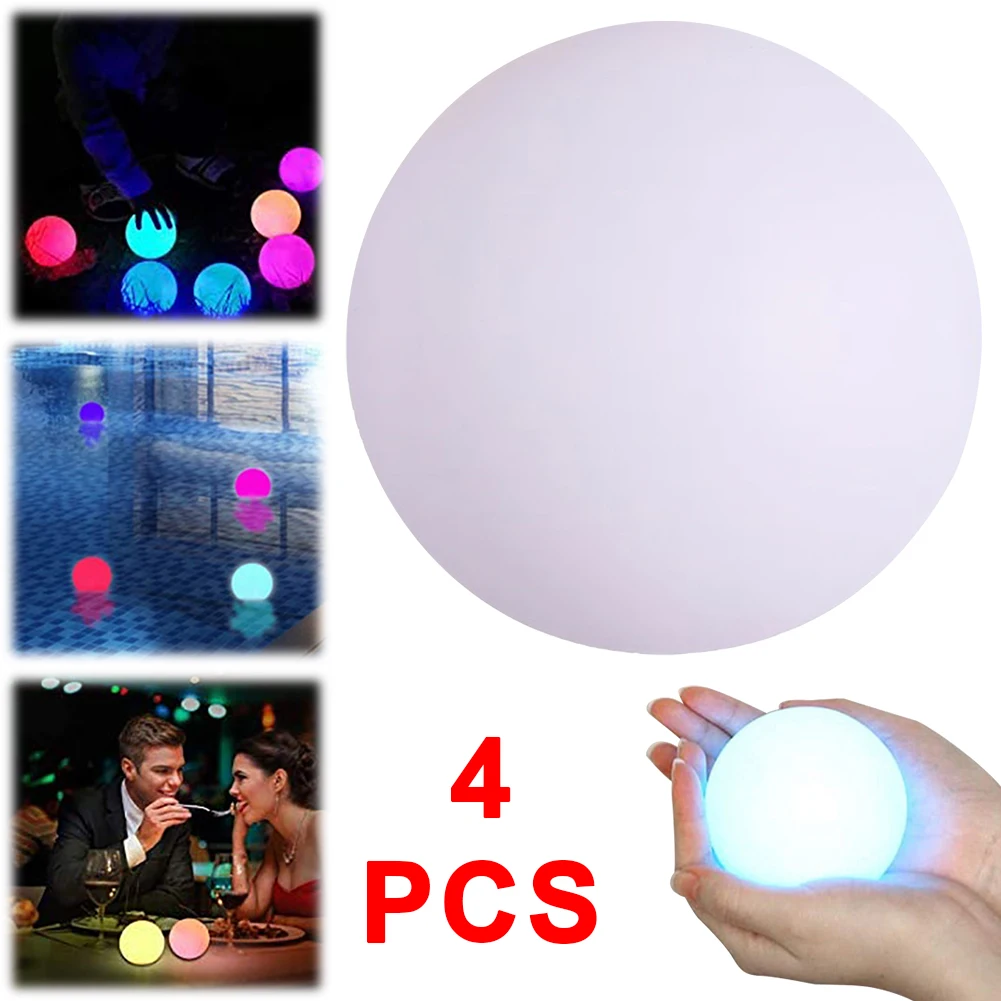 

4 шт. шаровой плавающий светильник для бассейна, светодиодный светящийся шар, ночник, 16 цветов, светодиодный садовый глобус, лампа для декора открытого сада, двора, бассейна