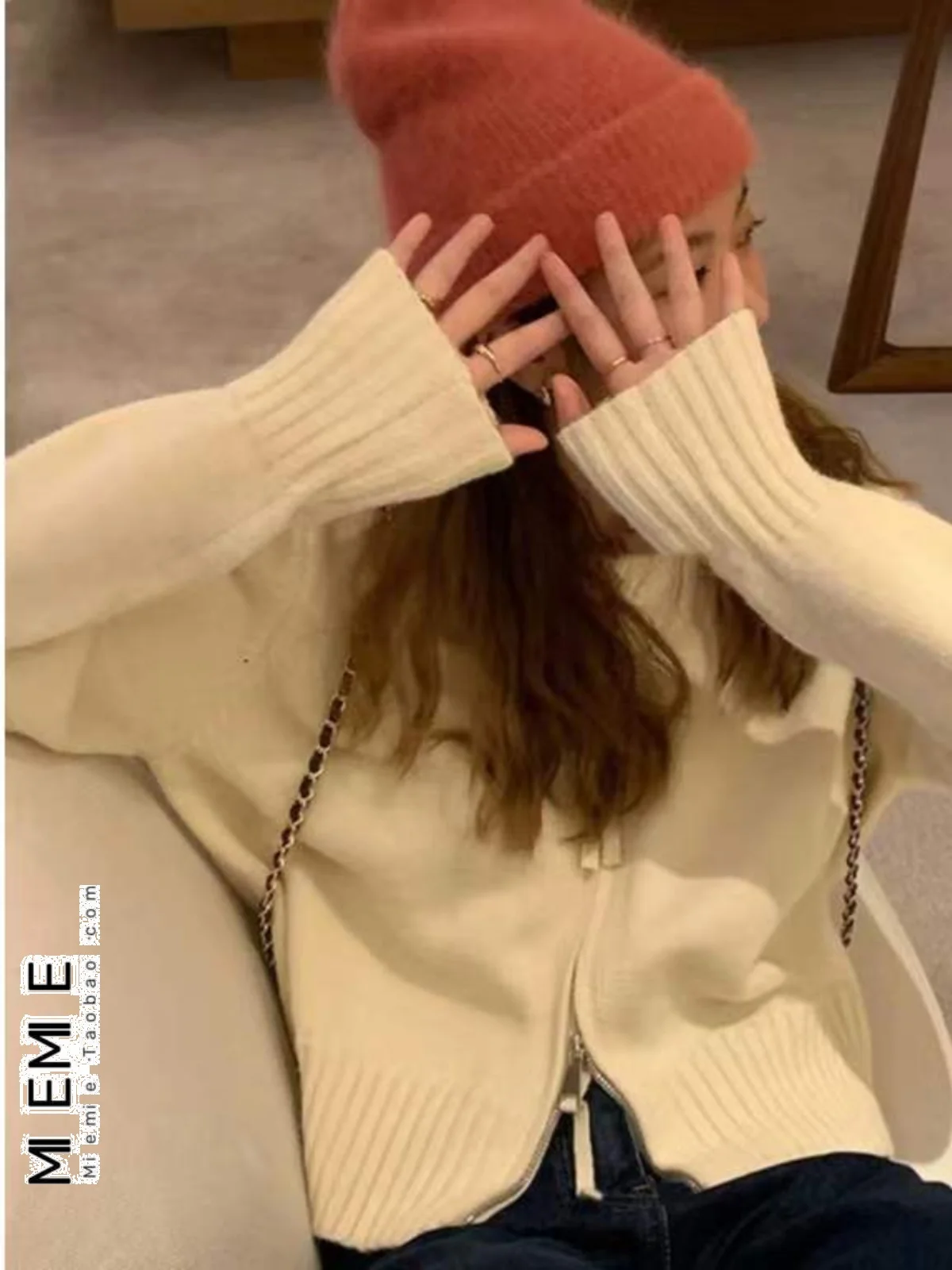 

Толстовка с капюшоном на двойной молнии Design Sensation, вязаный кардиган, верхняя одежда Гонконга, свитер V-Ne Long Sve Regular Fit