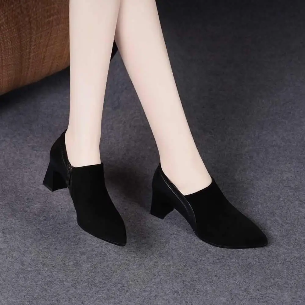 2025 أحذية أنيقة الإناث الجانب البريدي المرأة عالية الكعب رائجة البيع مكتب والوظيفي مضخات النساء أشار تو حذاء بكعب سميك أحذية النساء #2