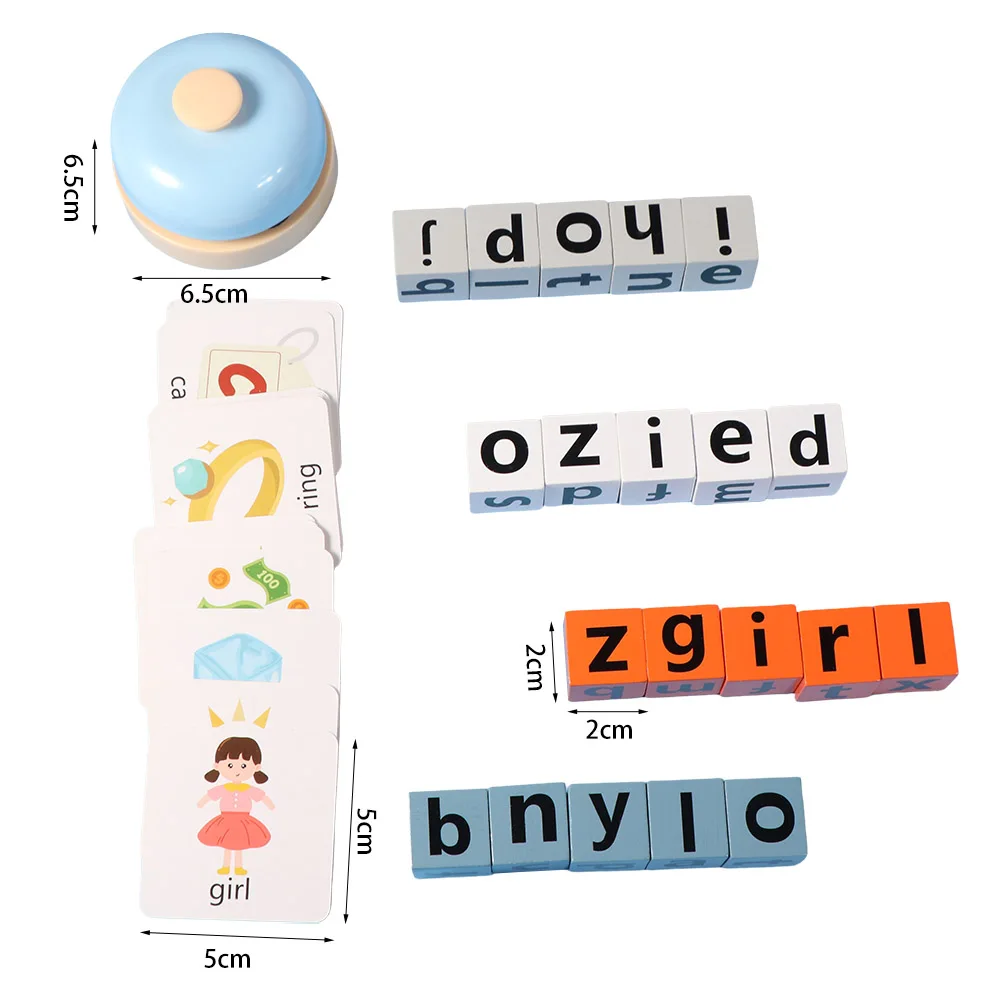 Flash Cards Alphabet Spelling Game Word Spelling Game Wooden Letter Spelling Block Building Blocks Literacy Flashcards