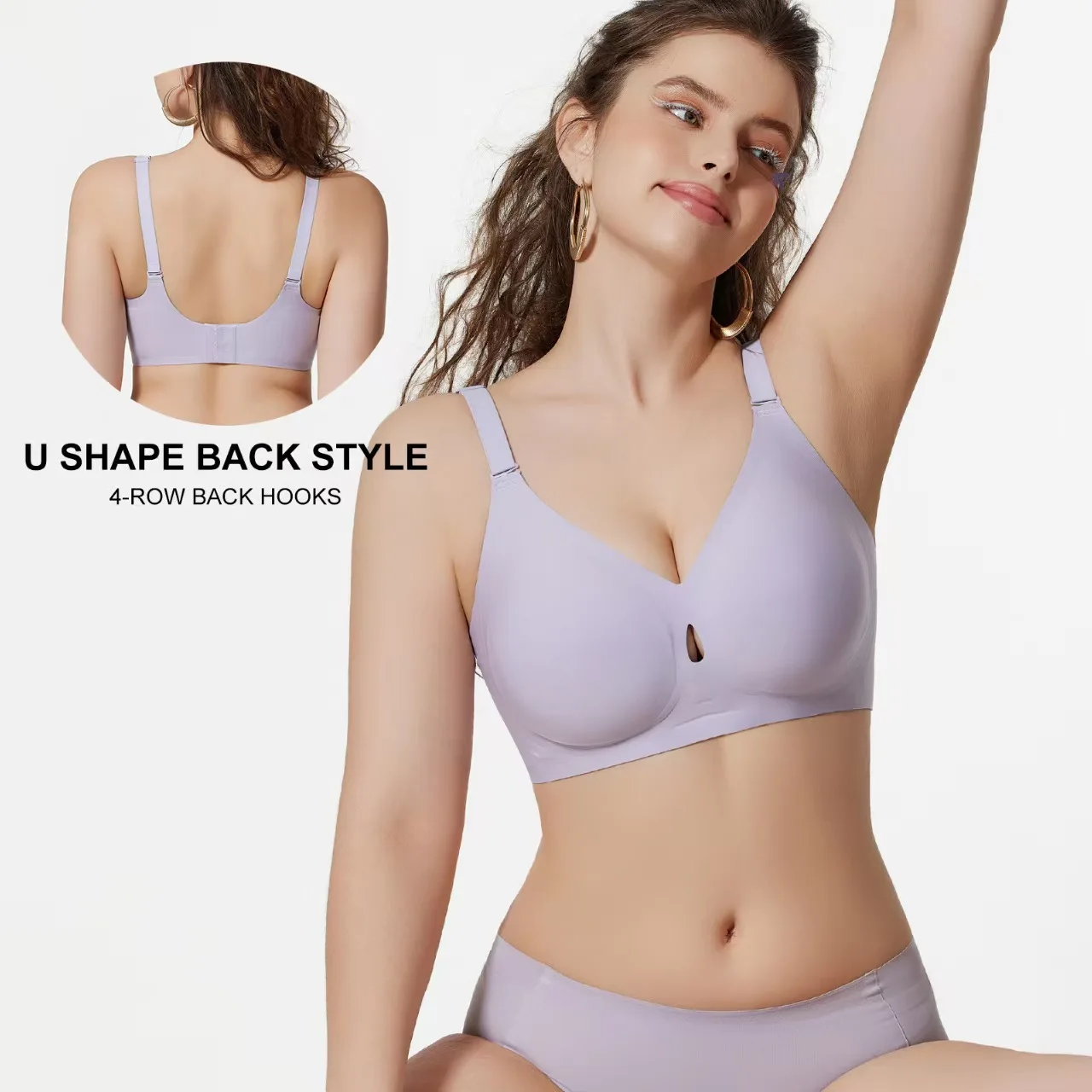 

Удобный бесшовный бюстгальтер пуш-ап больших размеров с тонкой желейной полосой без стального кольца, дизайн нижнего белья для женщин