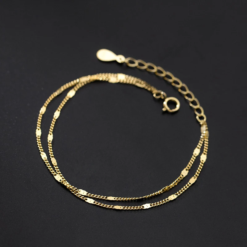 Modian Hot Sale 925 Sterling Silver Double Layers Trendy Sparkling Bracelet Women Adjustable Link Chain Bracelet Fine Jewelry