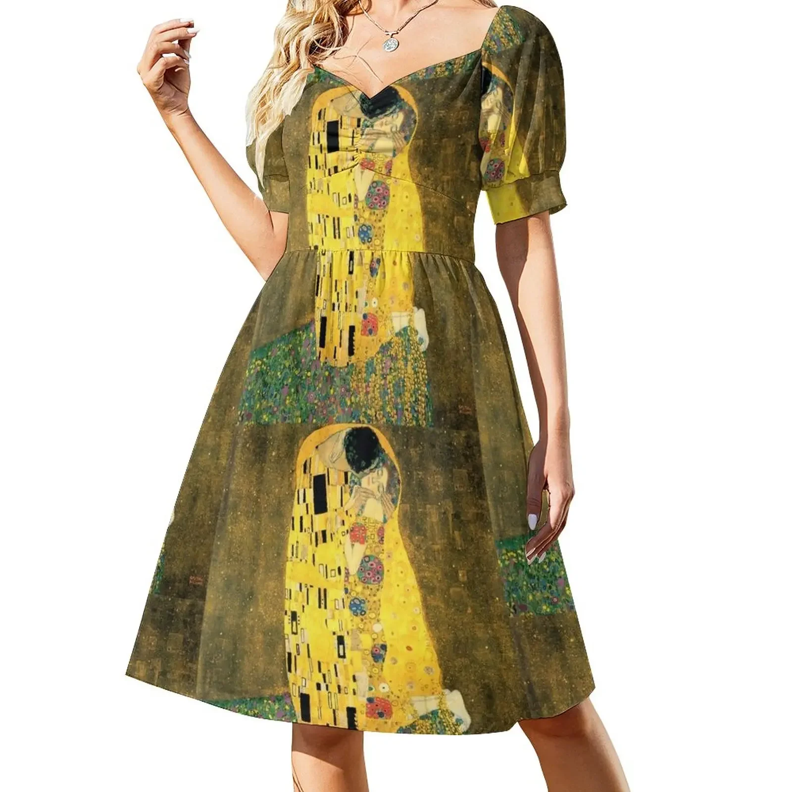 

The Kiss - Gustav Klimt Short-Sleeved Dress african dresses for woman Dress vintage Dress for pregnant women