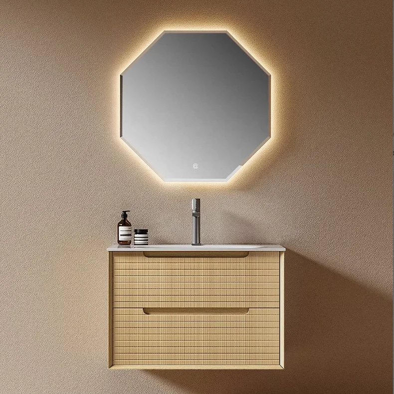 

jl-Bathroom Vanity Set for Hotels Lacquered Medicine Cabinet Smart Mirror Plywood Ceramic Basin Wall-Mounted Water Resistant&
