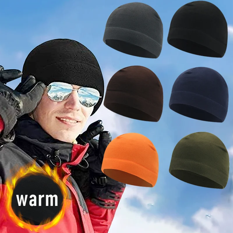 

Новые мужские осенне-зимние шапки, однотонные теплые флисовые шапки, мягкие теплые уличные лыжные велосипедные шапки для женщин и мужчин