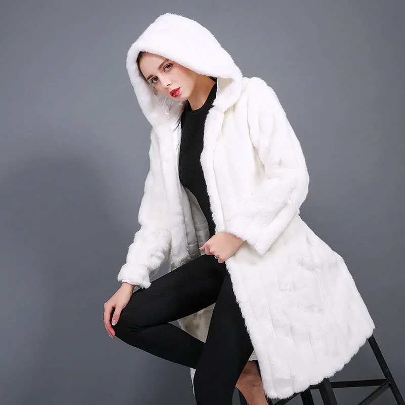 New listed factory direct sales 2021 fur women's clothing Korean version original rabbit fur hooded long coat