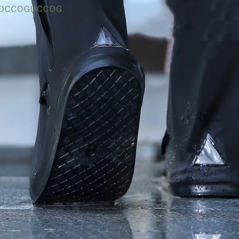 1 pair Men's Long Tube Rain Boot Protector Wear-Resistant Thickened Water Shoe Cover for Outdoor