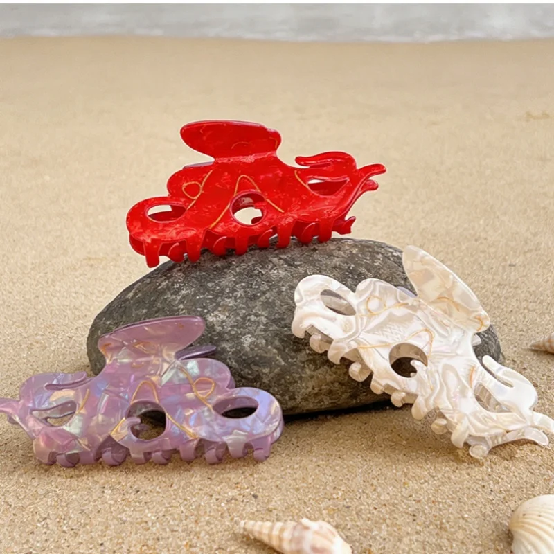 

Refreshing World Colorful Octopus Hair Claw Hollow-carved Design Strong Catch Hair Claw Clips Hair Accessories for Women Girls