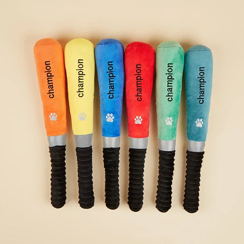 Lustiges interaktives Hundespielzeug, Baseball-Stick-Design, Plüsch, quietschendes Haustierspielzeug, Zähneknirschen, kreatives Kauspielzeug für kleine und mittelgroße Hunde
