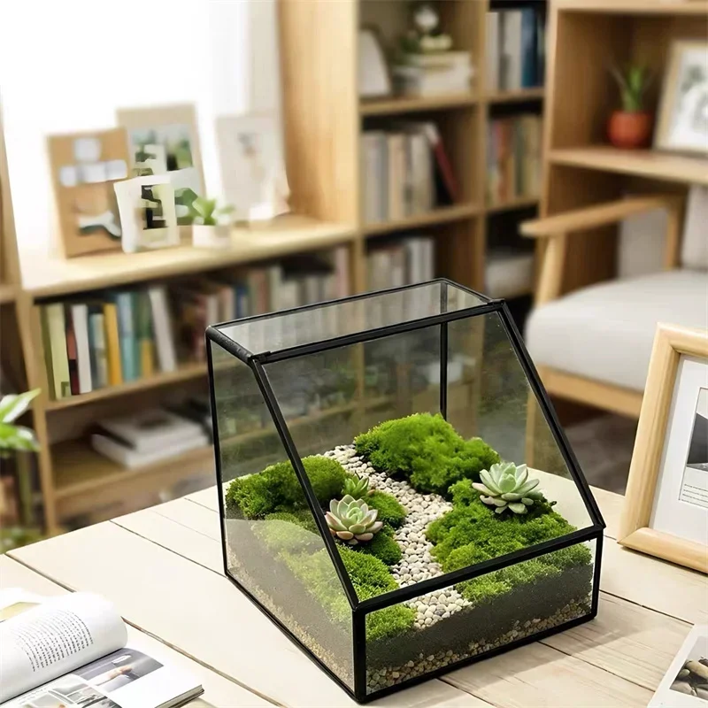 Ecological Geometric Glass Terrarium Tabletop Succulent Moss Plant Flower House DIY Micro‑landscape Container Table Greenhouse