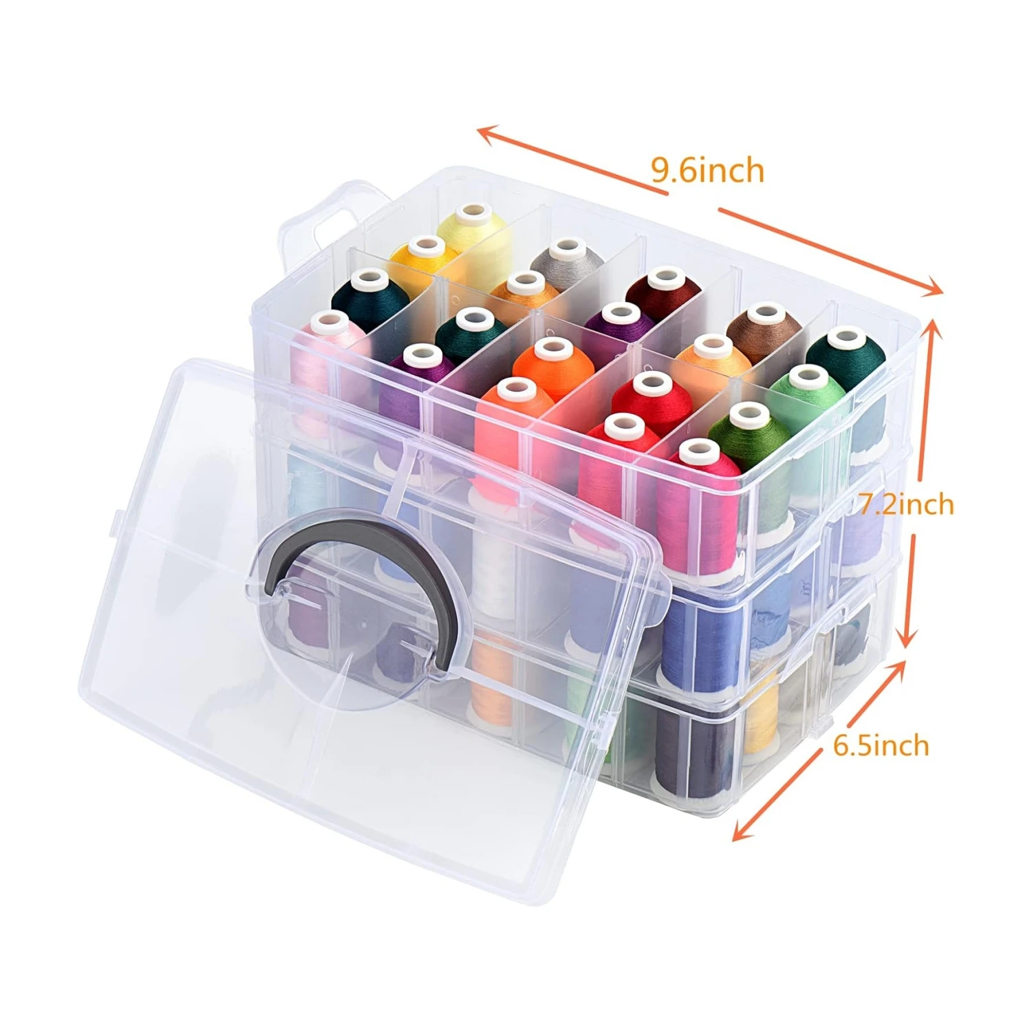 Simthread 63-Farben-Stickgarn-Set mit Organizer-Box, Nähgarn-Set aus 100 % Polyester für Stickmaschinen
