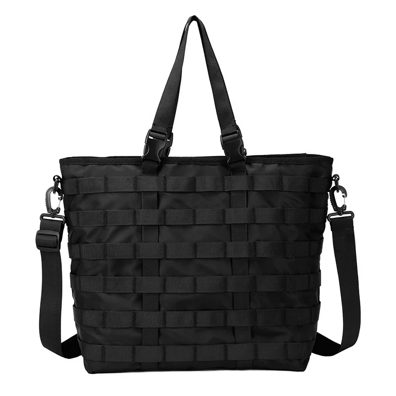 Bolso de mano de cuero genuino para hombre, bolsa de lona de lujo, grado Sss, de compras, de tela de nailon, informal, de marca