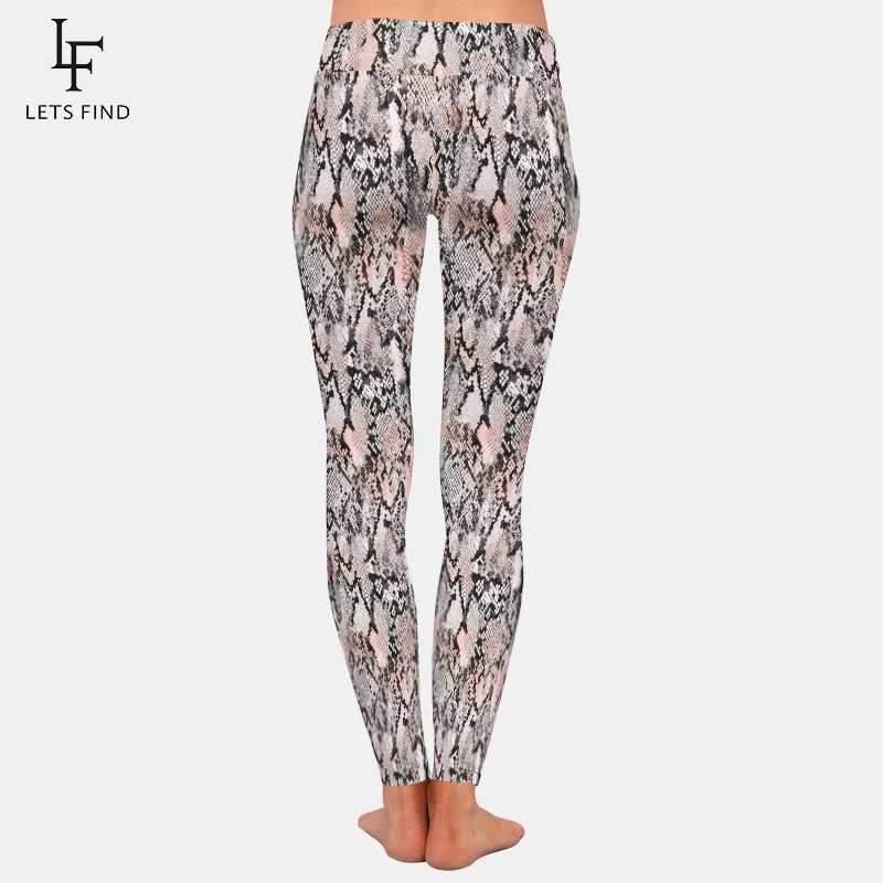 LETSFIND Sexy 3D Snake Skin Pattern Digital Printing Women Leggings New High Waist Soft Slim Fitness Leggings