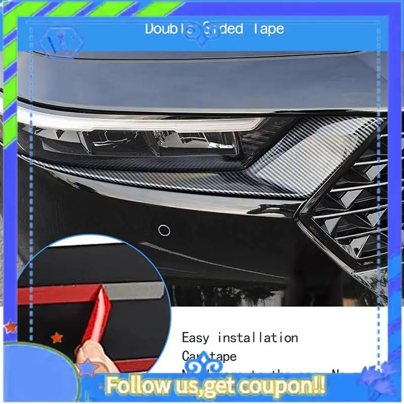 

M46K-For Honda Accord 2023 2024 11Th Car Headlight Head Light Lamp Eyebrow Cover Moulding Trim Accessorie (ABS Carbon Fiber)
