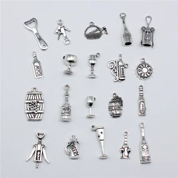 20pcs DIY Crafts Making Findings Handmade Tibetan Jewelry Beer Wine Corkscrew Bottle Opener Charms For Jewelry Making