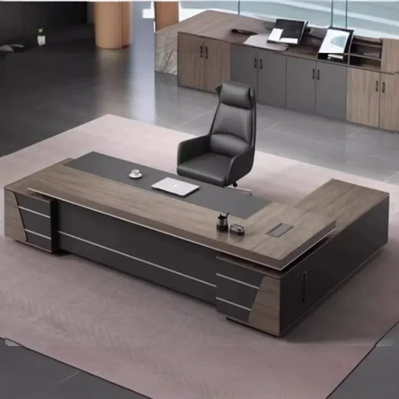 Reception L Shape Office Desk Aesthetic Luxury Black Executive Computer Desk Workstations Study Mesa Escritorio Furniture