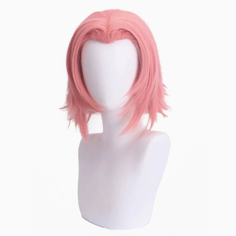 Smoke pink female ninja cosplay wig suitable for both young and adult versions