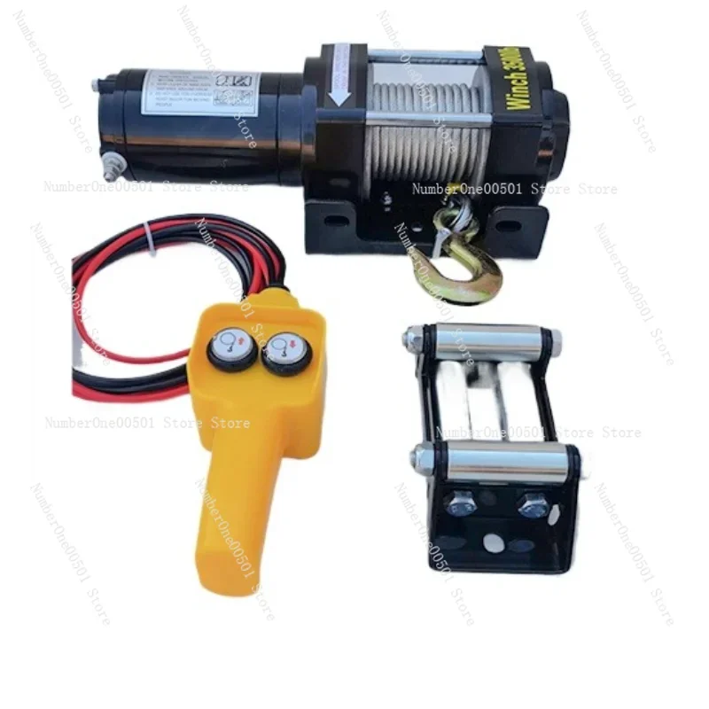 12V Electric Winch 3500 lbs Portable Car Hoist for Lifting Off-Road Recovery Small Truck Winch with Remote Heavy Duty ATV Winch