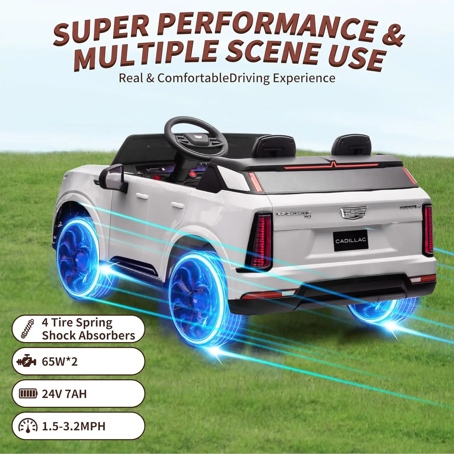 24V Ride On Car, Licensed Battery Powered Electric Vehicle w/Remote Control, 2 Seater, 4-Wheel Shock Absorbers, Smooth Start