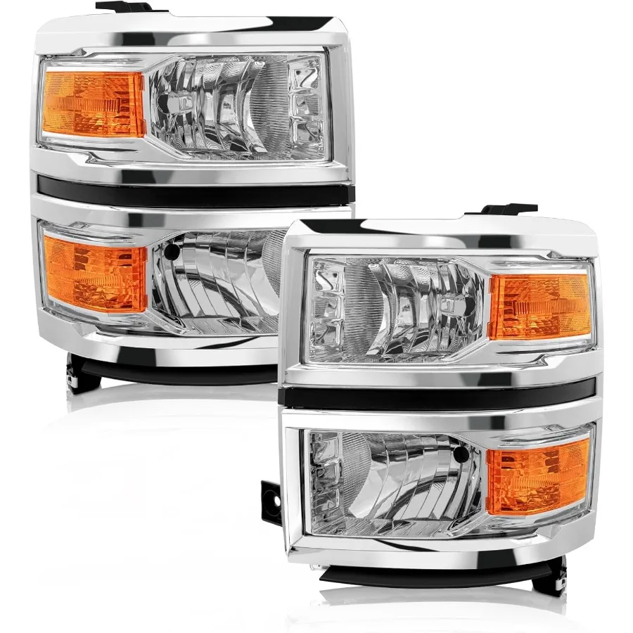 ل 20142015 تشيفي سيلفرادو 1500 لاقط المصابيح الأمامية الجمعية مصنع الهالوجين OE نمط كروم الإسكان استبدال سائق و Pas